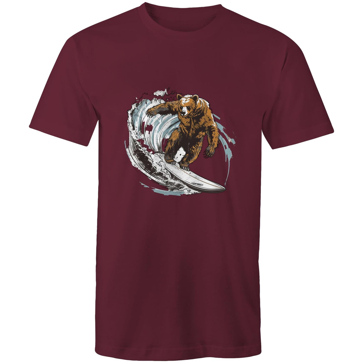 Men's Earthfolk T shirt - Grizzly Surfer - The Crescent Moon