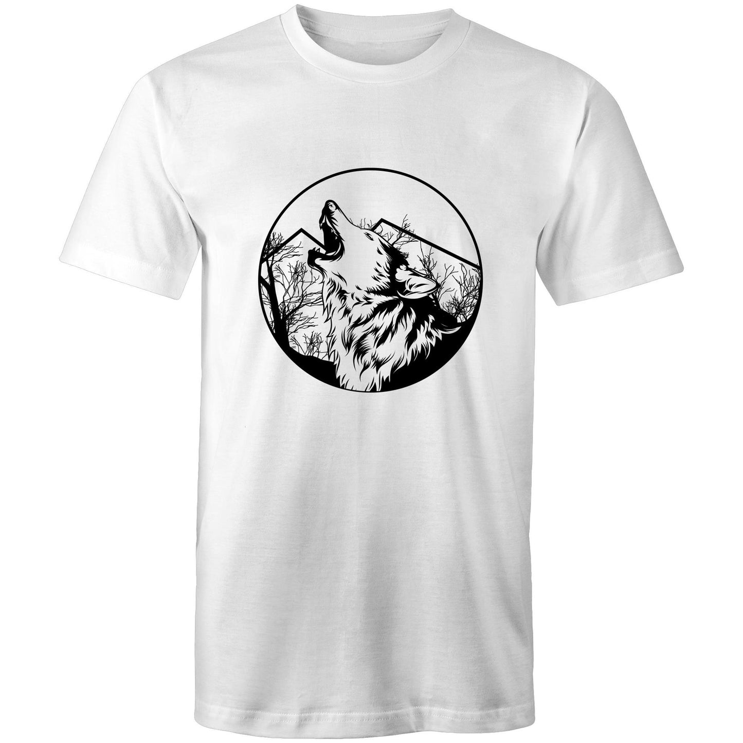 Men's Earthfolk Printed T shirt - Howling Wolf - The Crescent Moon
