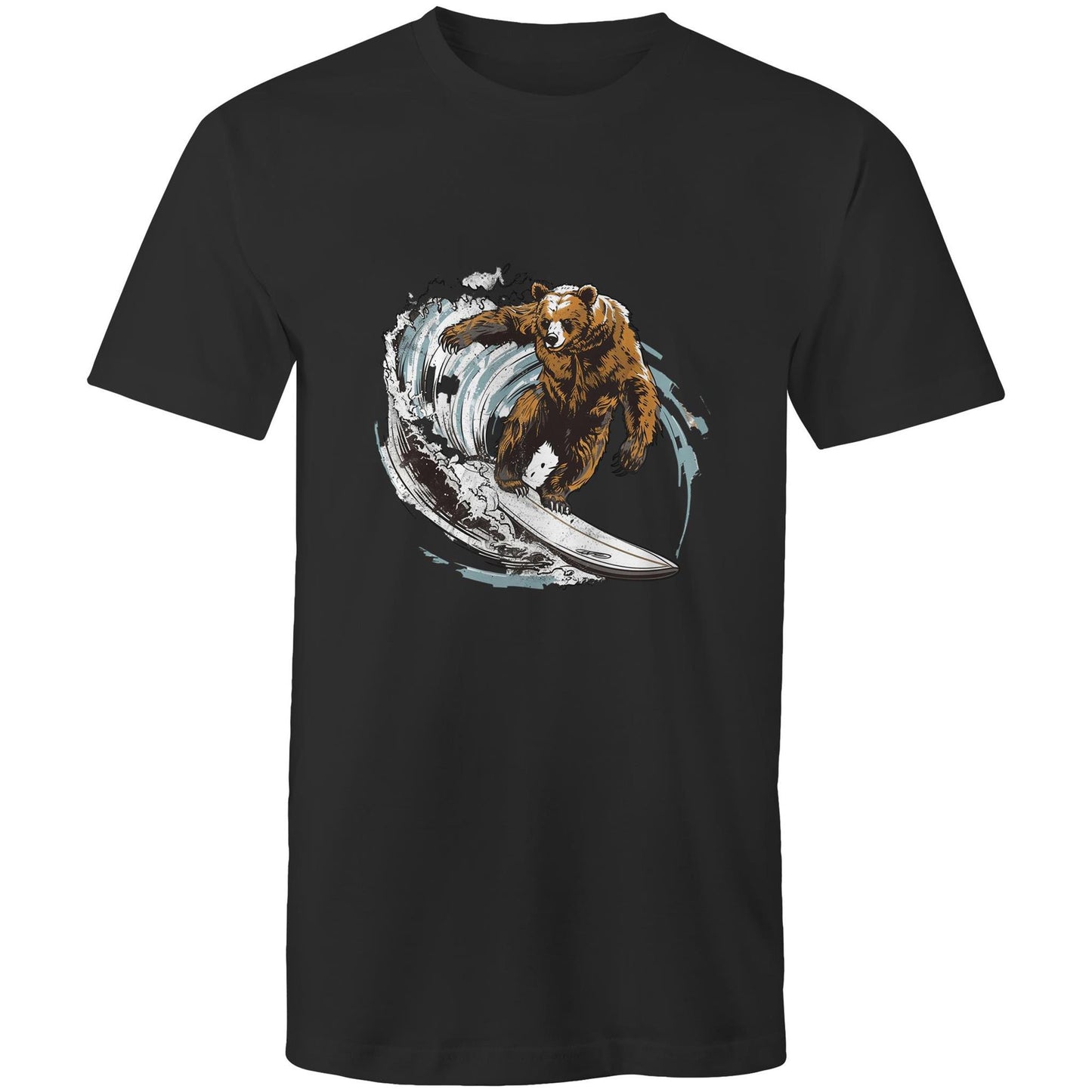 Men's Earthfolk T shirt - Grizzly Surfer - The Crescent Moon