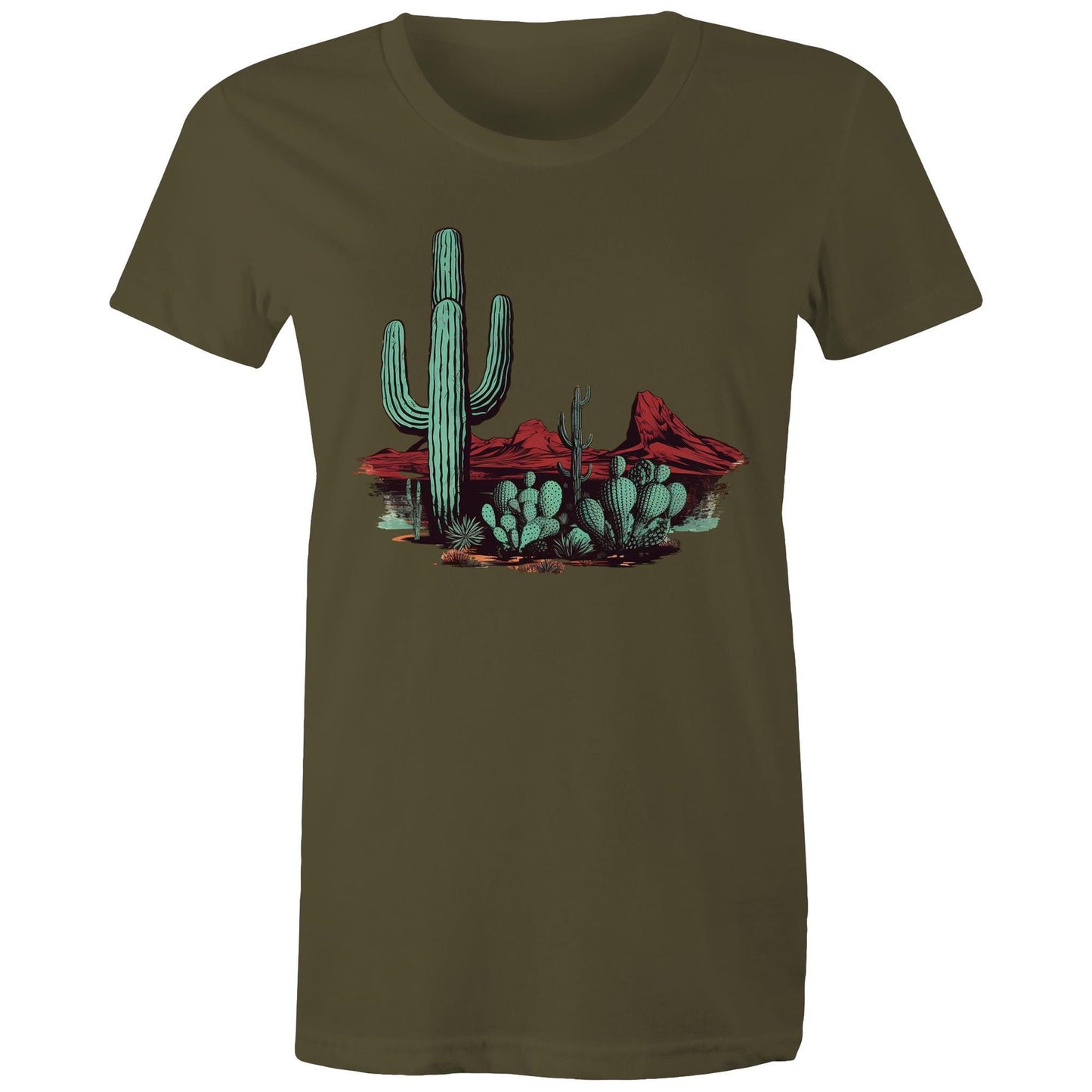 Women's Earthfolk T shirt - Cactus Desert - The Crescent Moon