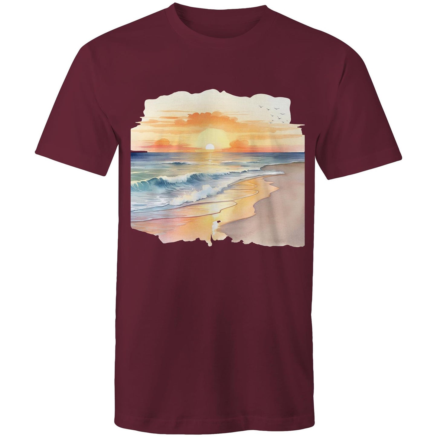 Men's Earthfolk Printed T shirt - Water colour Sunset - The Crescent Moon