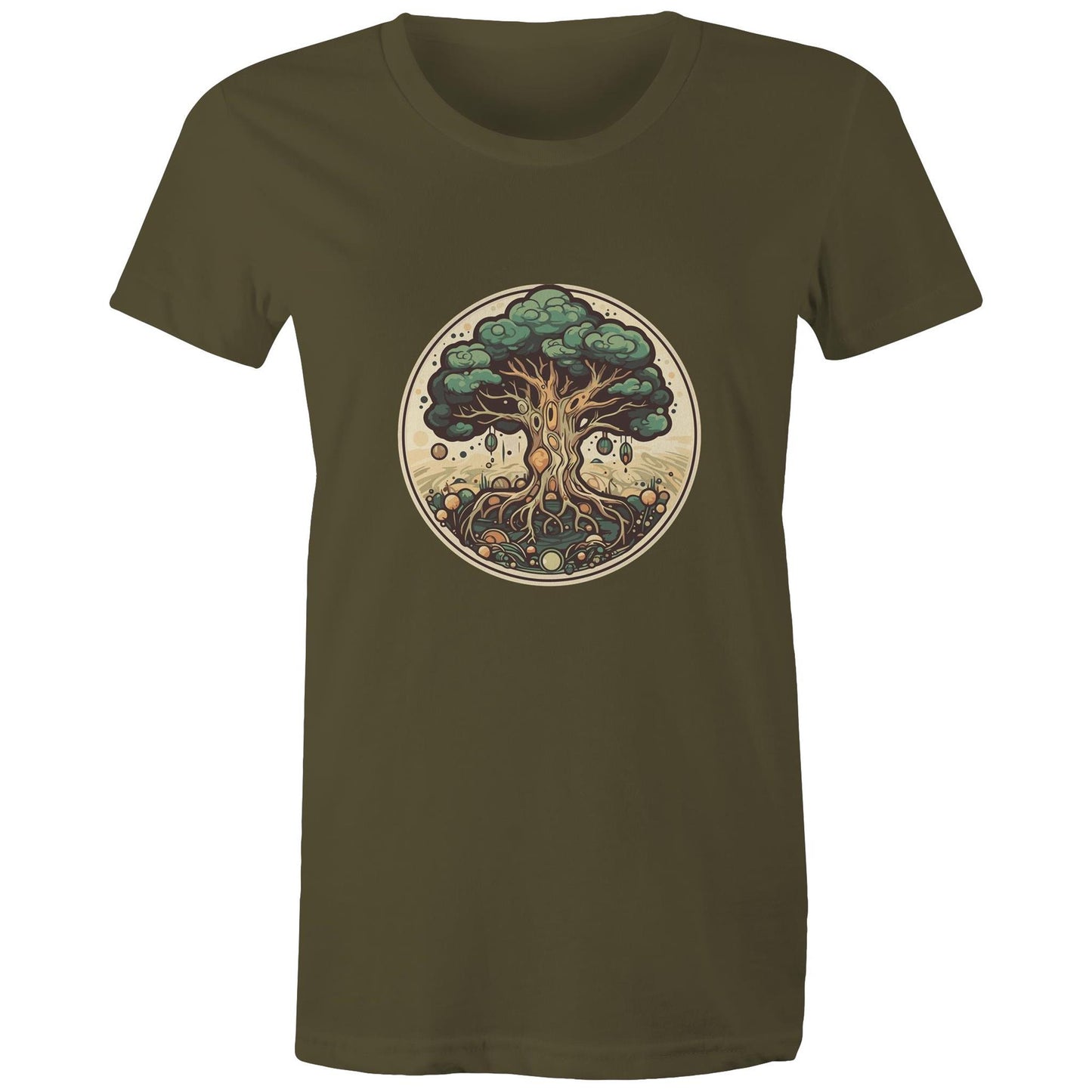 Earthfolk printed t shirt - Womans Relaxed Fit - Circular Tree