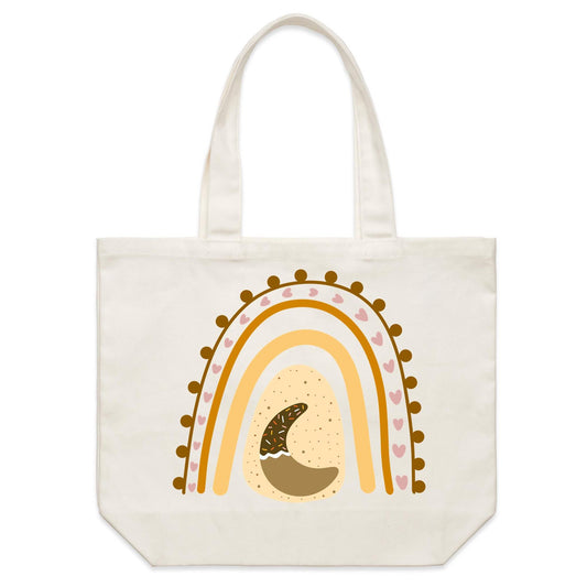 Earthfolk Canvas Tote Bag - Natural Rainbow Moon - The Crescent Moon