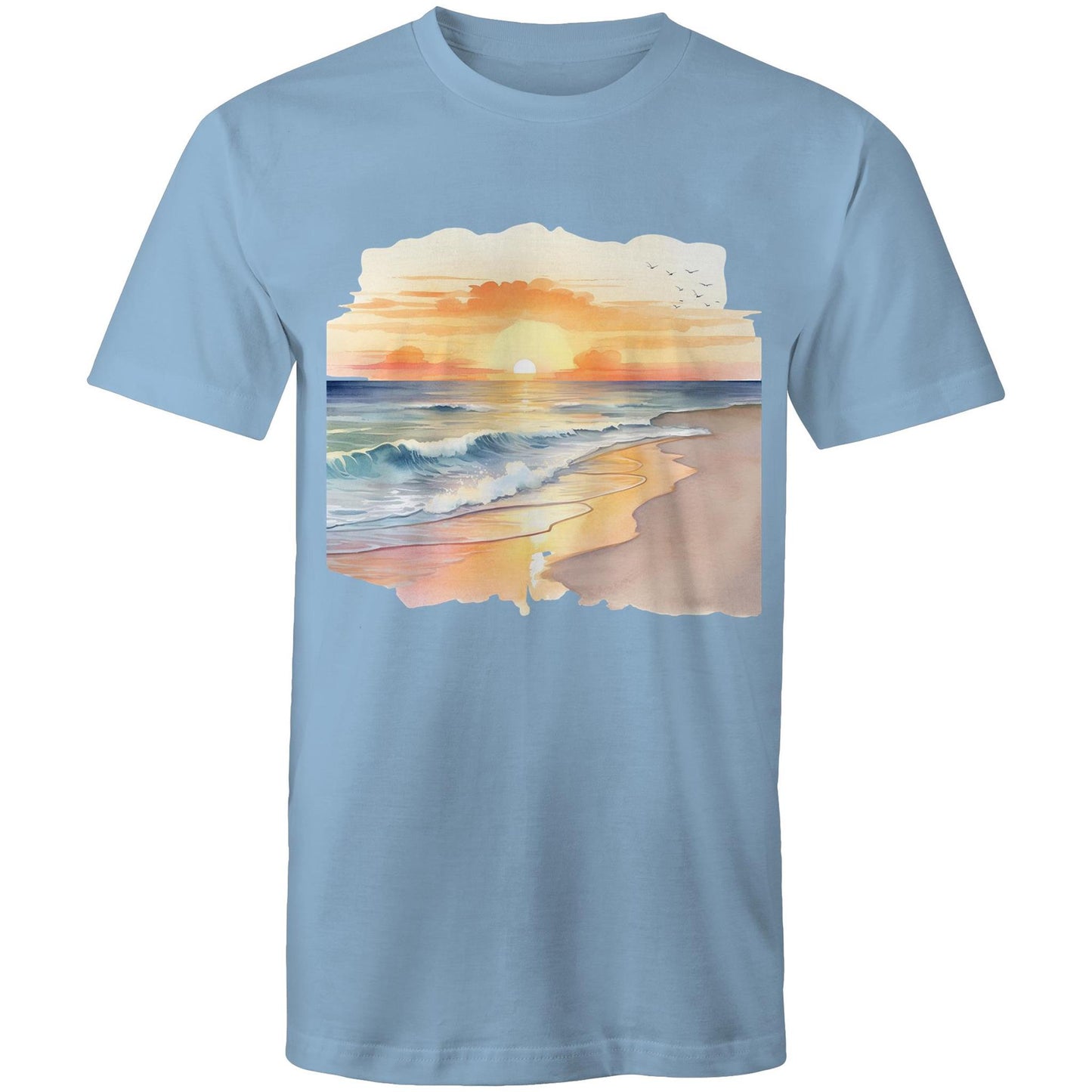 Men's Earthfolk Printed T shirt - Water colour Sunset - The Crescent Moon