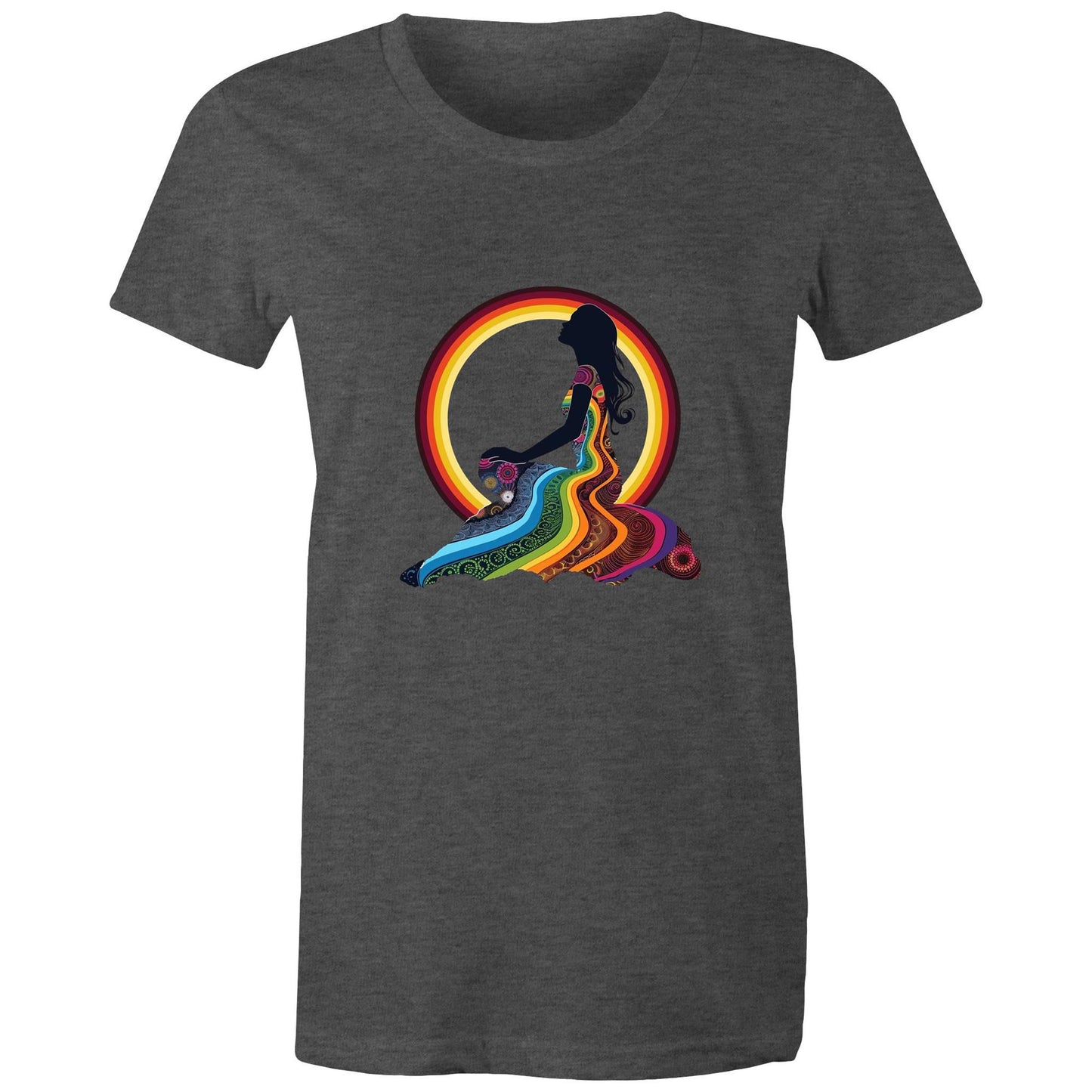 Women's Earthfolk T shirt - Feel the Rainbow - The Crescent Moon