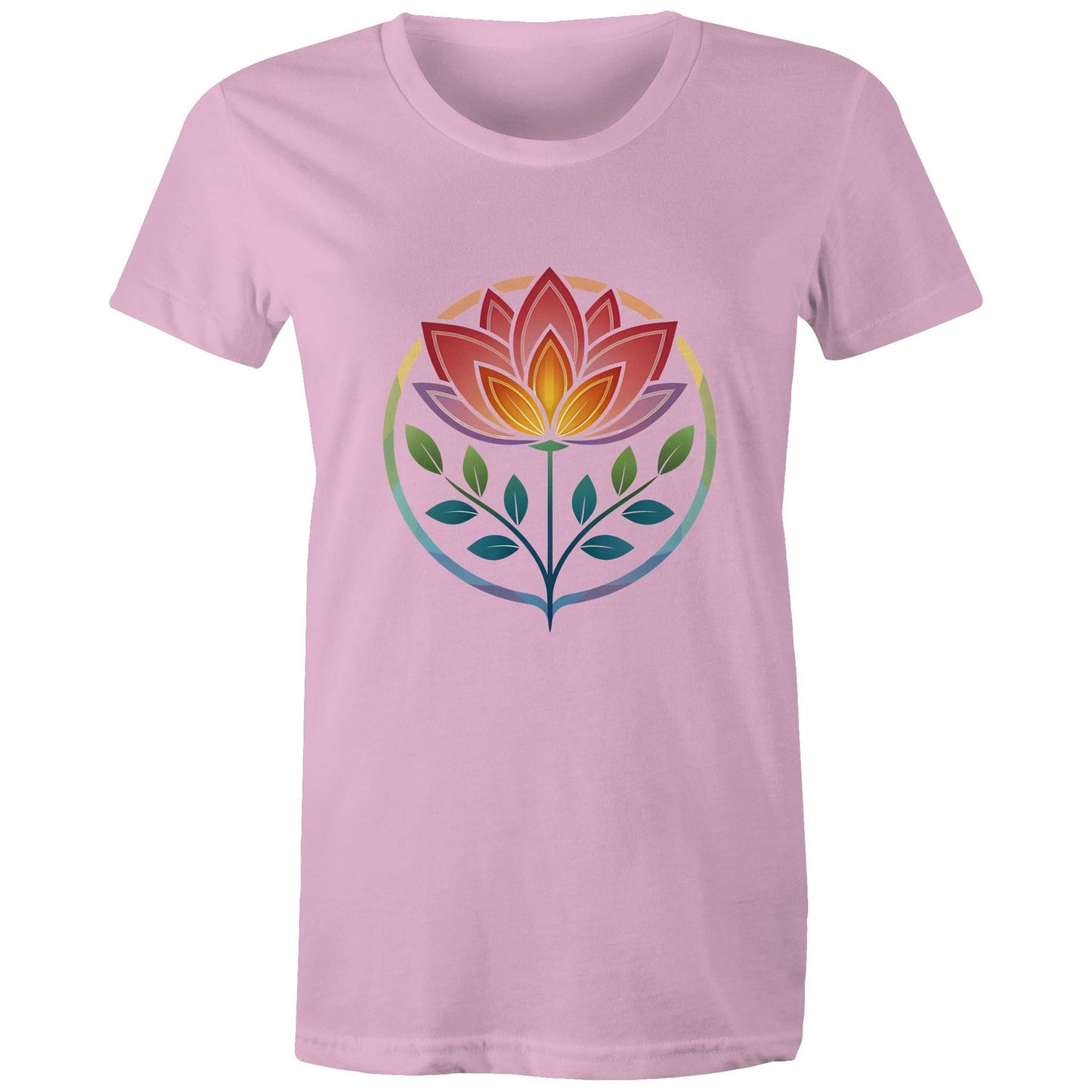 Women's Earthfolk T shirt - Radiant Lotus - The Crescent Moon