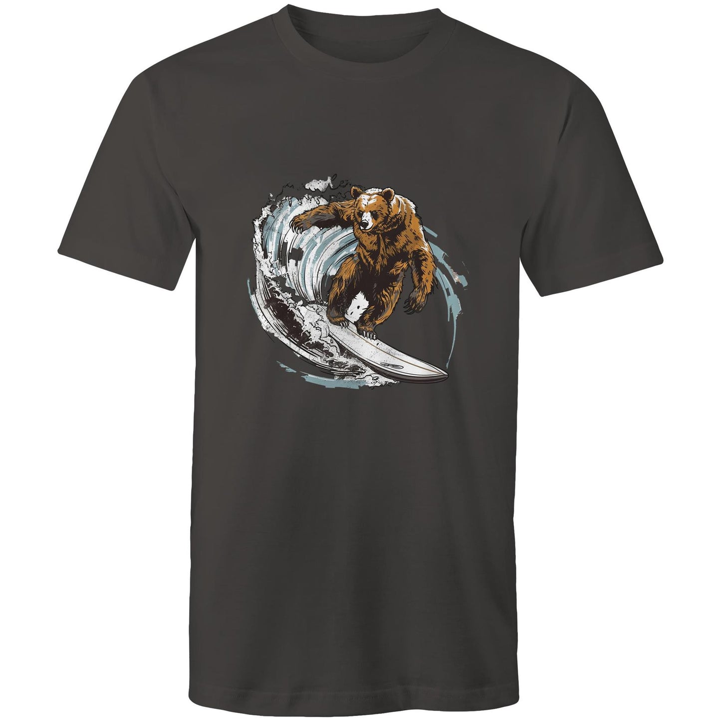 Men's Earthfolk T shirt - Grizzly Surfer - The Crescent Moon