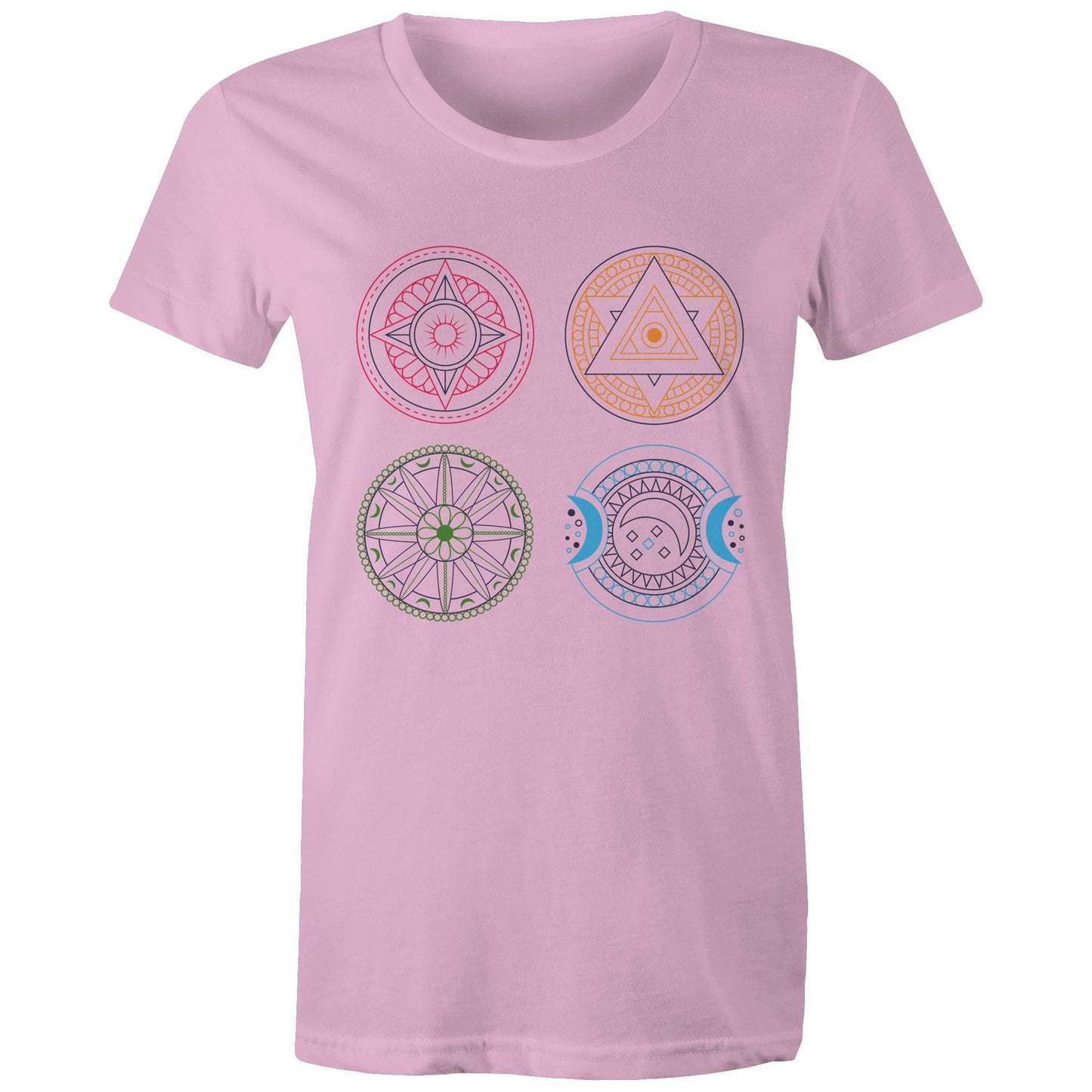 Women's Earthfolk Printed T shirt - Esoteric Mandala - The Crescent Moon