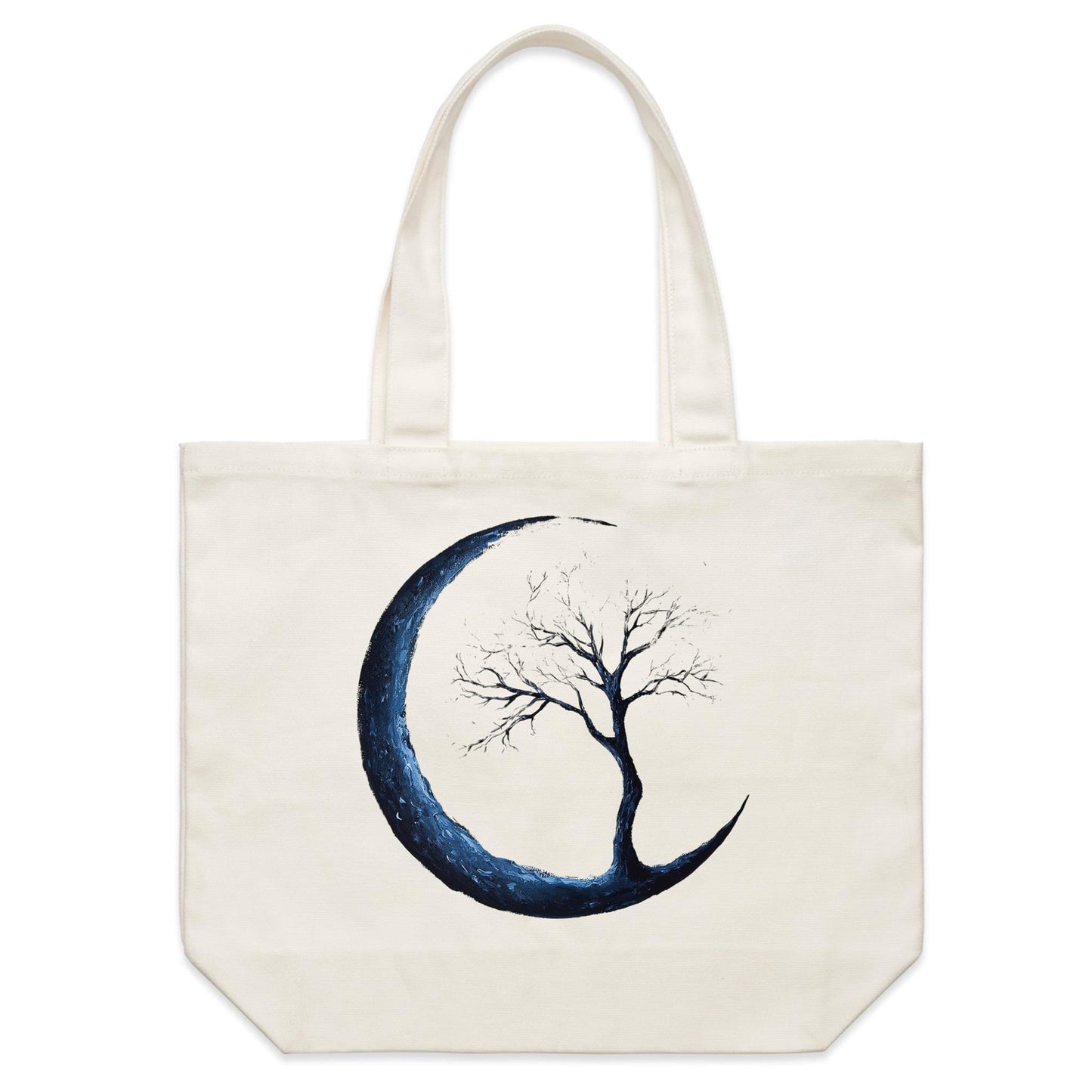 Earthfolk Canvas Tote Bag - Moon Tree Painting - The Crescent Moon