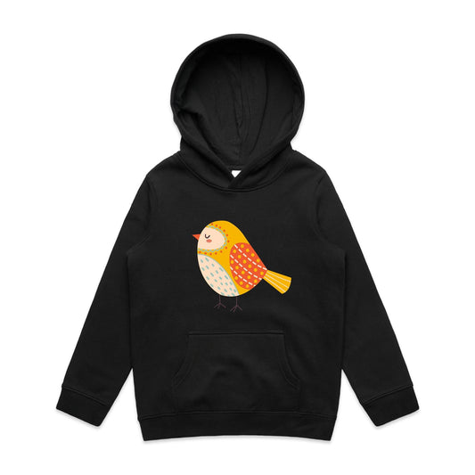 Kids Earthfolk Hoodie - Spotted Birdy Orange - The Crescent Moon