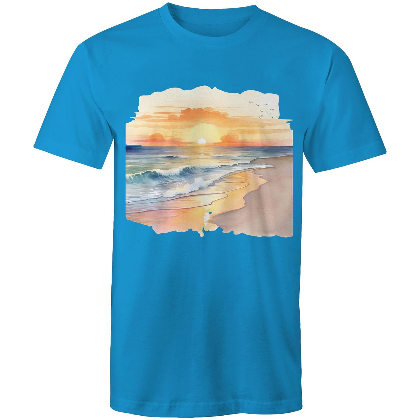Men's Earthfolk Printed T shirt - Water colour Sunset - The Crescent Moon