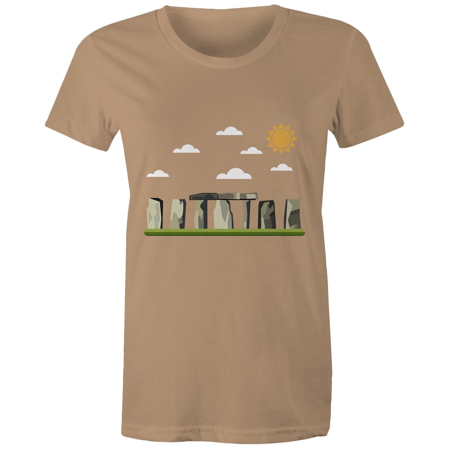 Women's Earthfolk T shirt - Standing Stones - The Crescent Moon