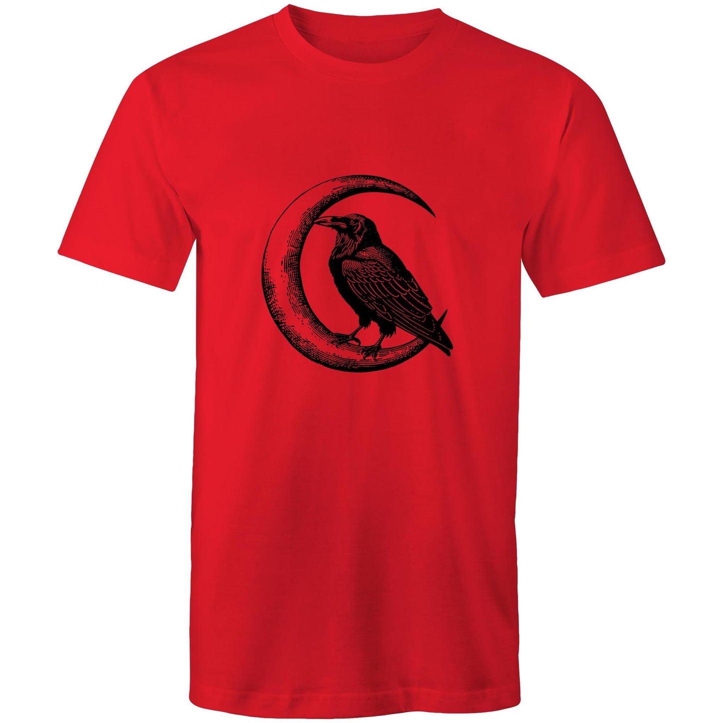 Men's Earthfolk Printed T shirt - Crow and Moon - The Crescent Moon