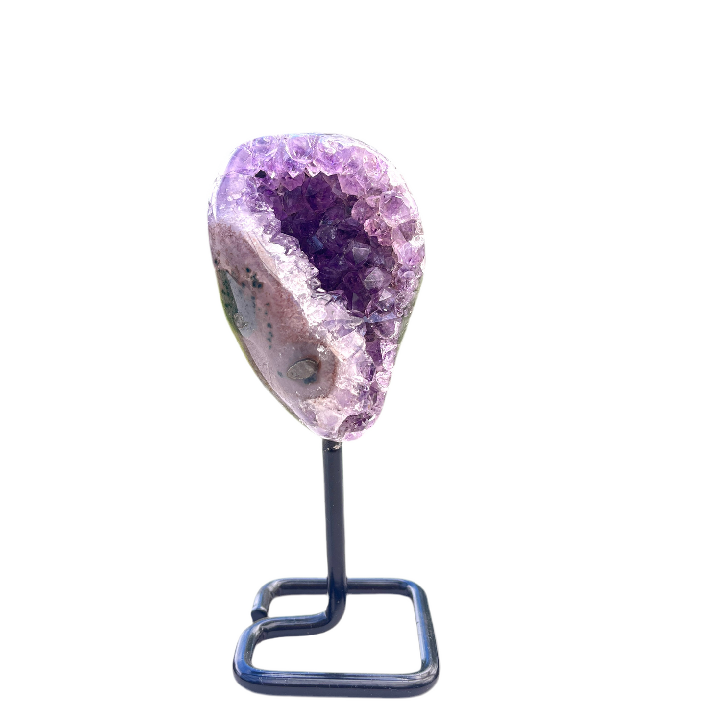 Amethyst Geode on Metal Stand – Natural Crystal Cluster for Home & Healing - The Crescent Moon