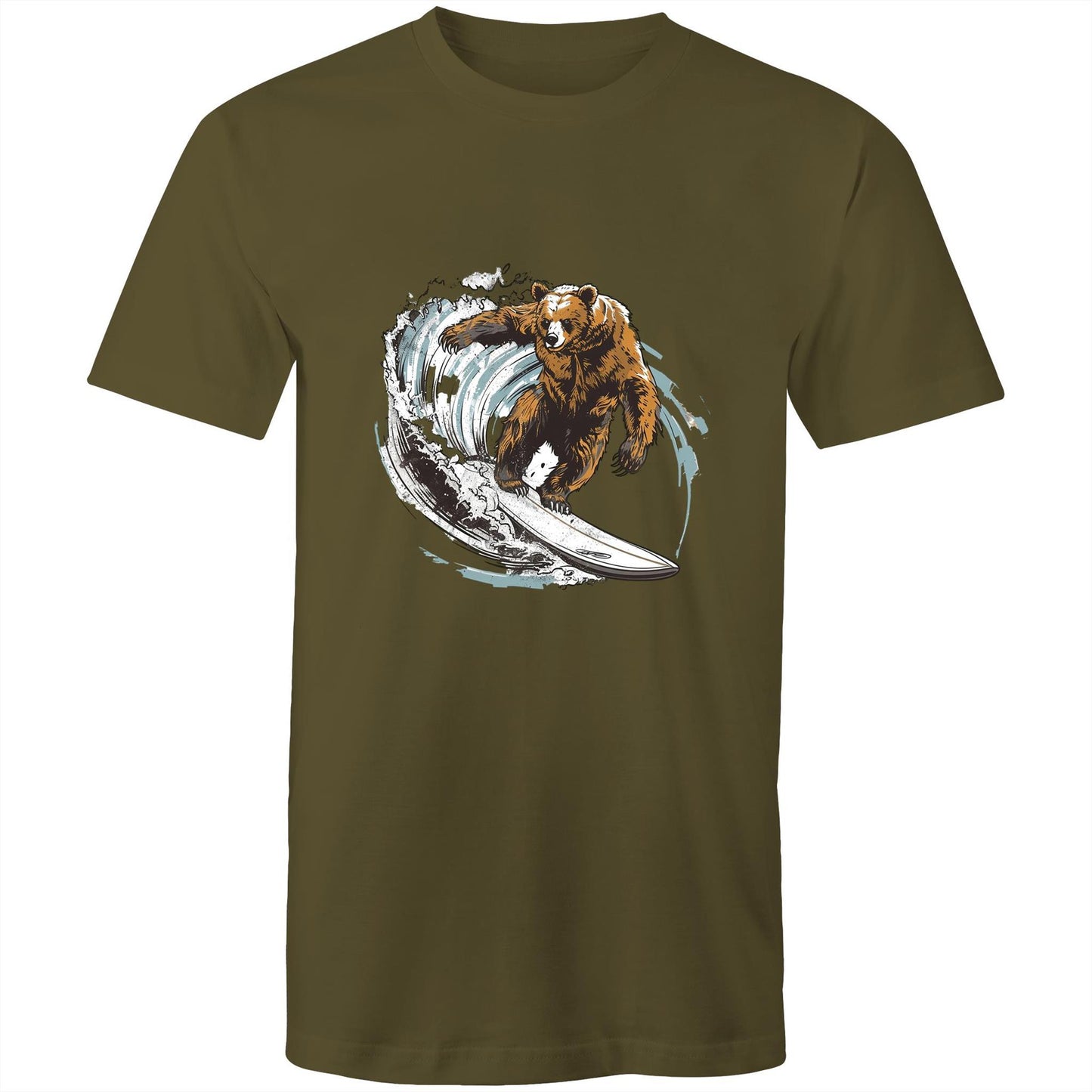 Men's Earthfolk T shirt - Grizzly Surfer - The Crescent Moon