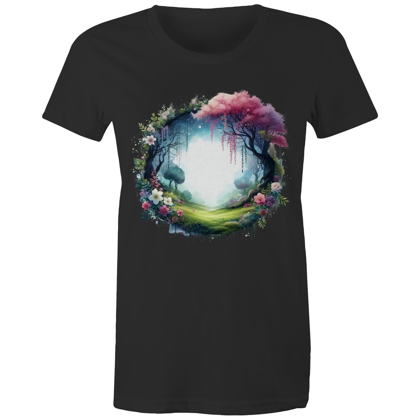 Women's Earthfolk Printed T shirt - Magickal Portal - The Crescent Moon
