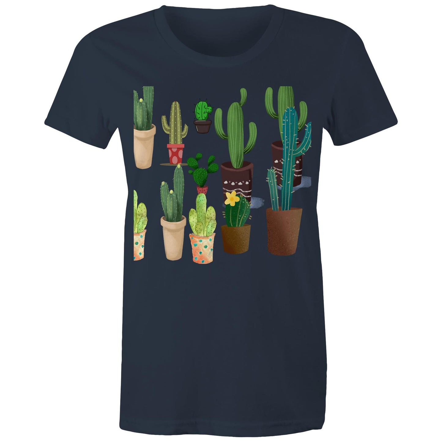 Women's earthfolk Printed T shirt - Succulents / Cactus - The Crescent Moon
