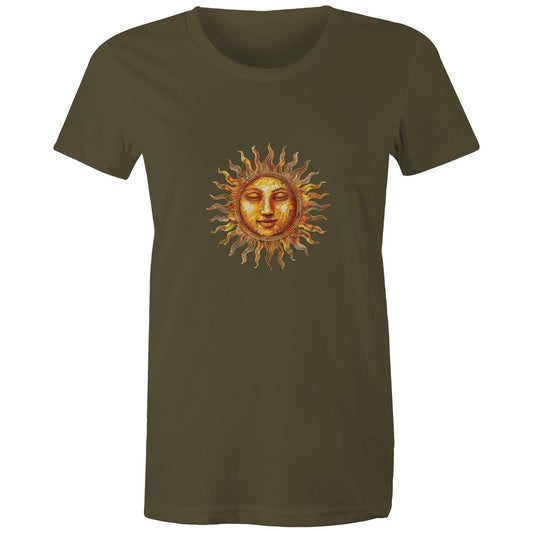 Earthfolk Printed T shirt - Women's Relaxed Fit - Majestic Sun - The Crescent Moon