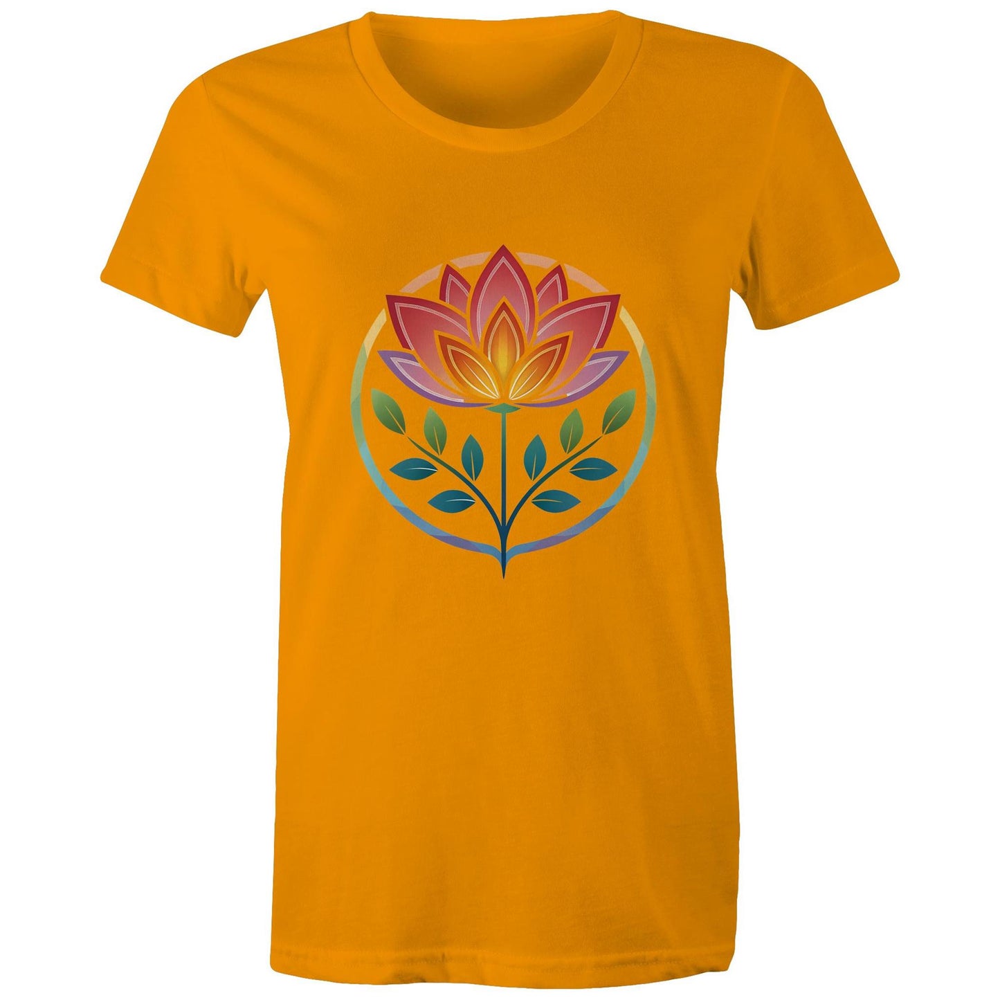 Women's Earthfolk T shirt - Radiant Lotus - The Crescent Moon