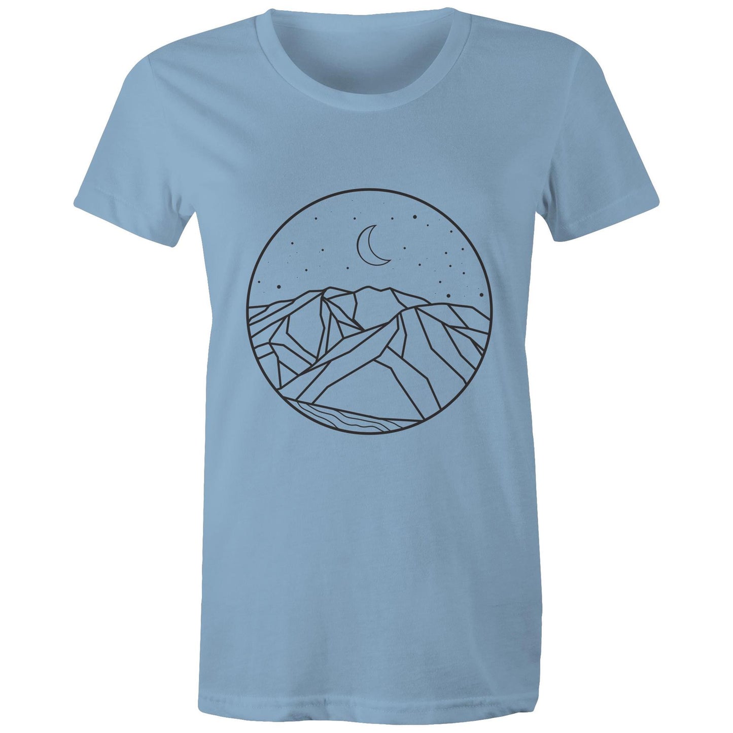 Women's Earthfolk Printed T shirt - Moon Mountain - The Crescent Moon
