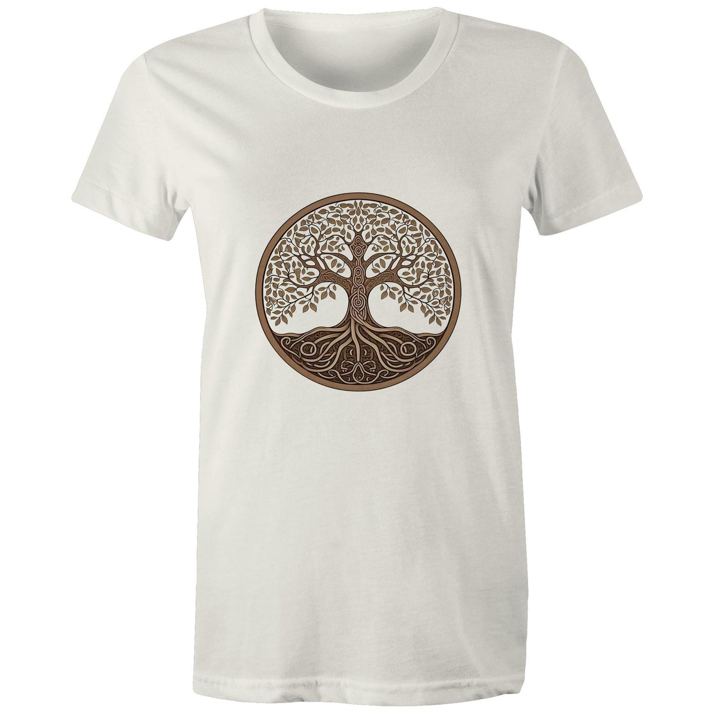 Women's Organic Earthfolk T shirt - Celtic Tree - The Crescent Moon