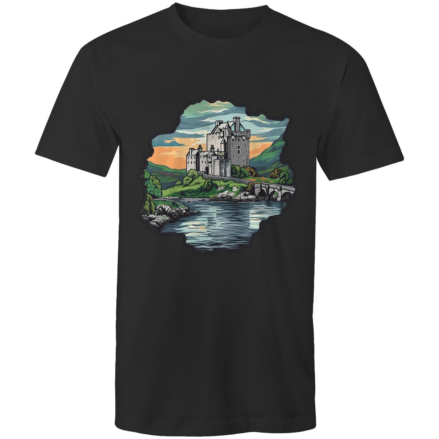 Men's Earthfolk T shirt - Medieval Castle - The Crescent Moon