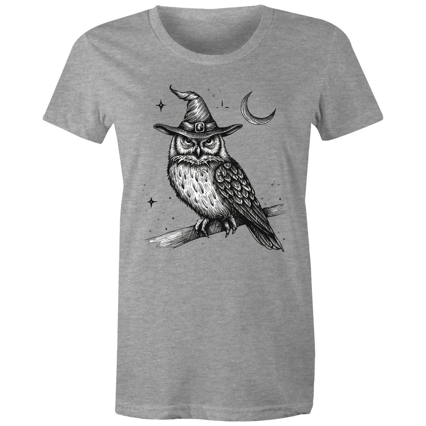 Women's Earthfolk T shirt - Owl magick - The Crescent Moon