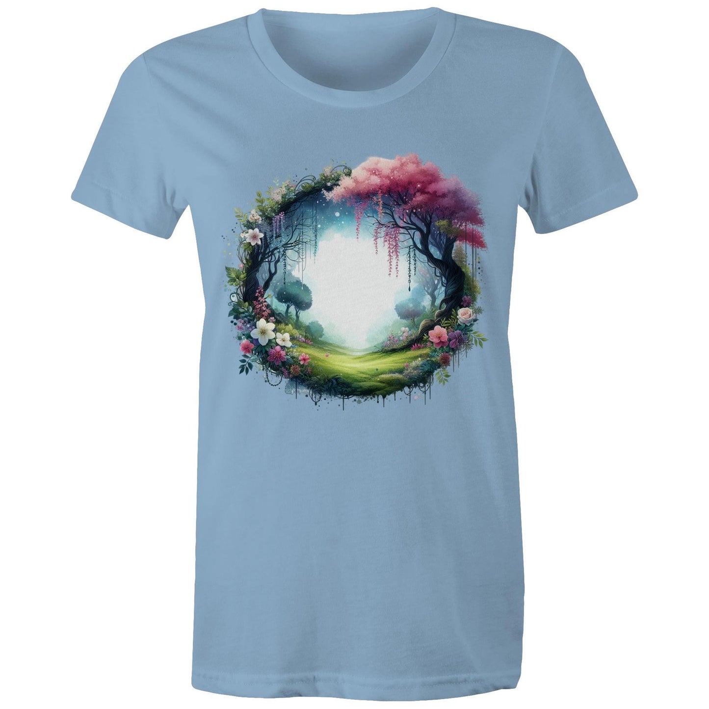 Women's Earthfolk Printed T shirt - Magickal Portal - The Crescent Moon