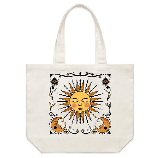 Earthfolk Canvas Tote Bag - Retro Sun and Moon - The Crescent Moon