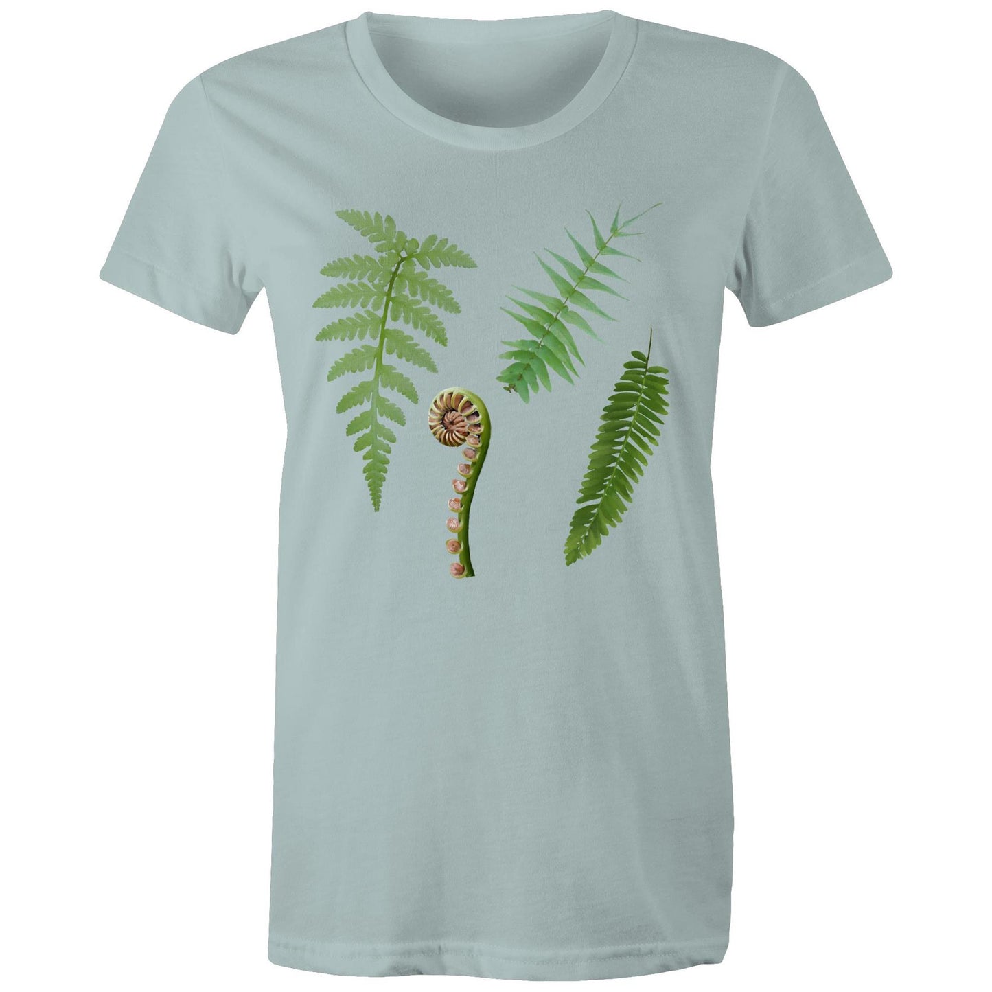 Women's Earthfolk T shirt -Ferns - The Crescent Moon