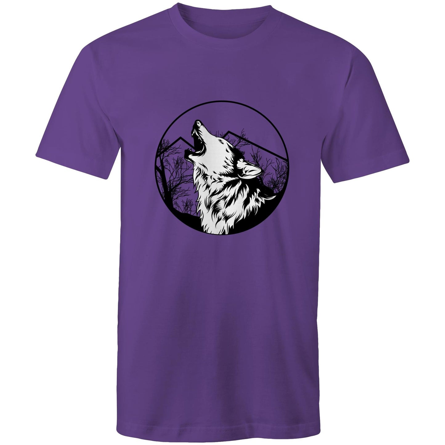Men's Earthfolk Printed T shirt - Howling Wolf - The Crescent Moon