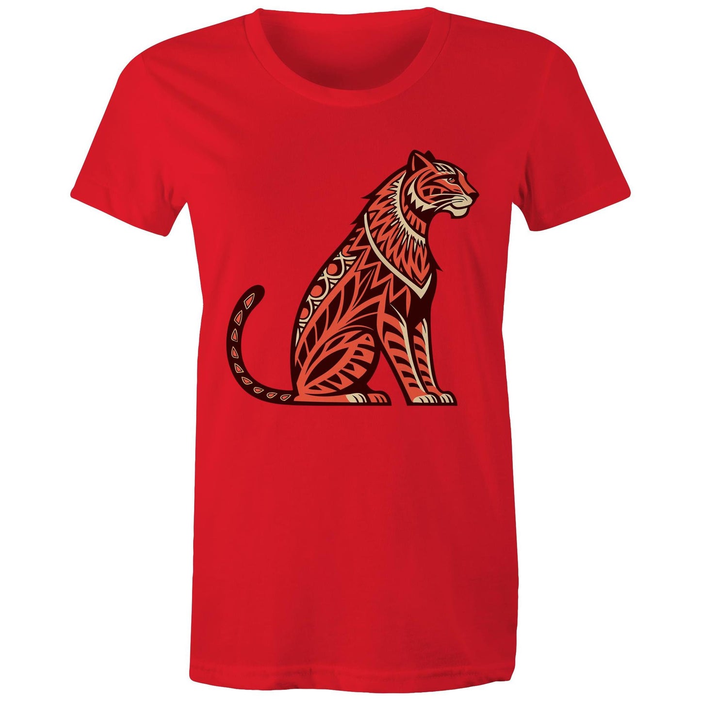 Women's Earthfolk Printed T shirt - Tribal Tiger - The Crescent Moon