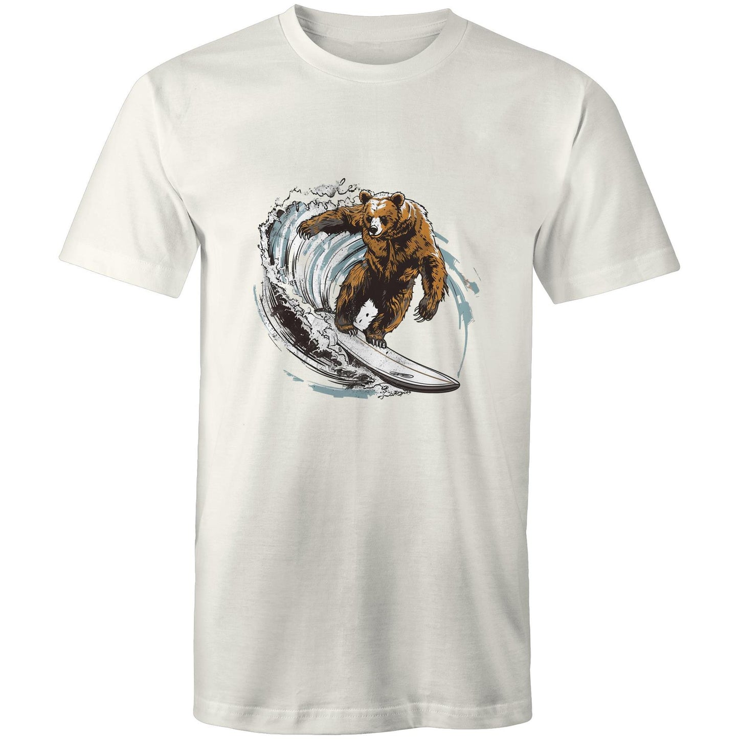 Men's Earthfolk T shirt - Grizzly Surfer - The Crescent Moon