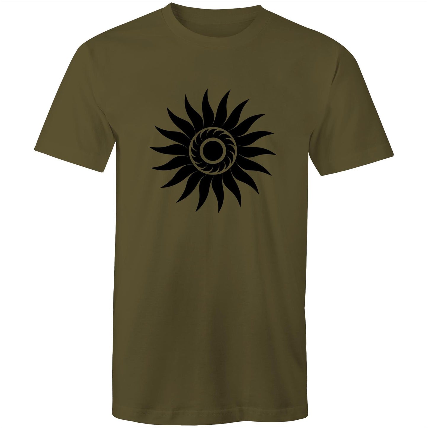 Men's Earthfolk T shirt - Spiral Sun - The Crescent Moon