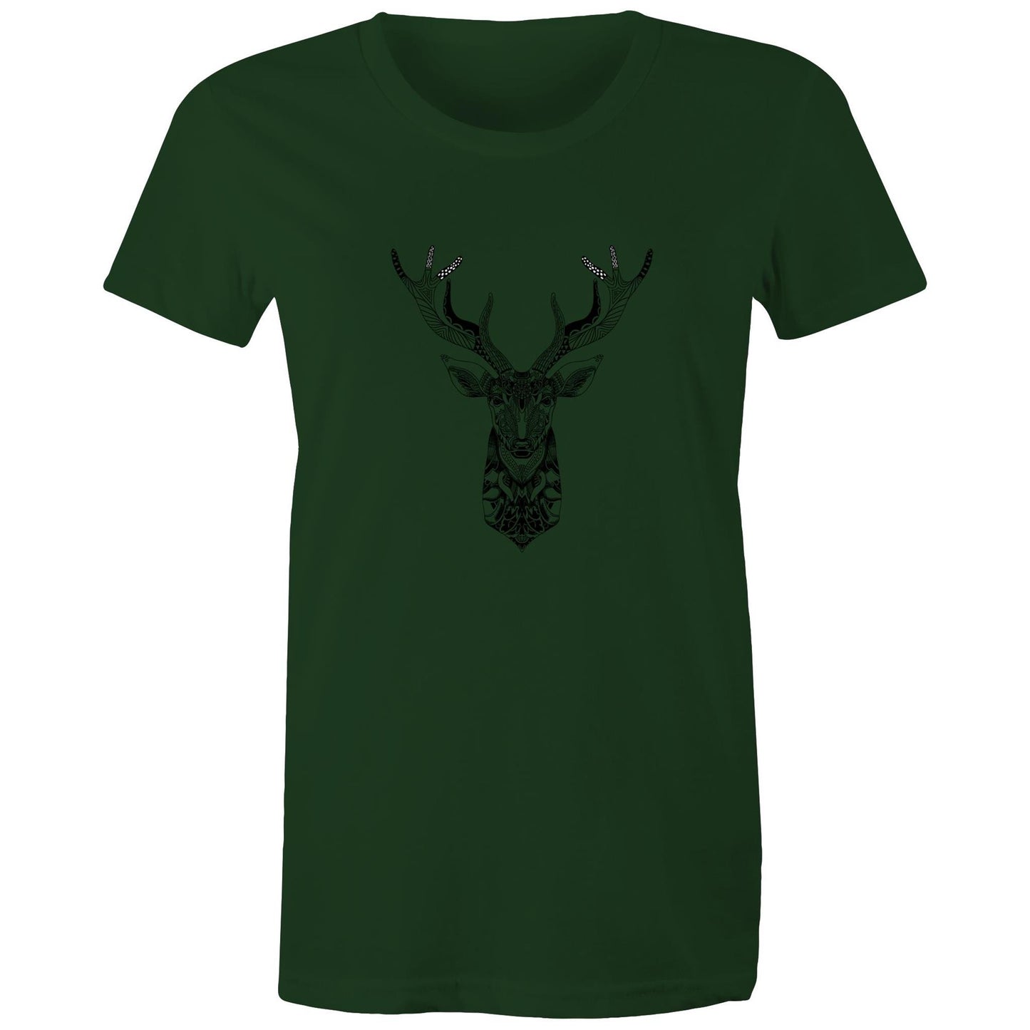 Women's Earthfolk Printed T shirt - Totem Deer - The Crescent Moon