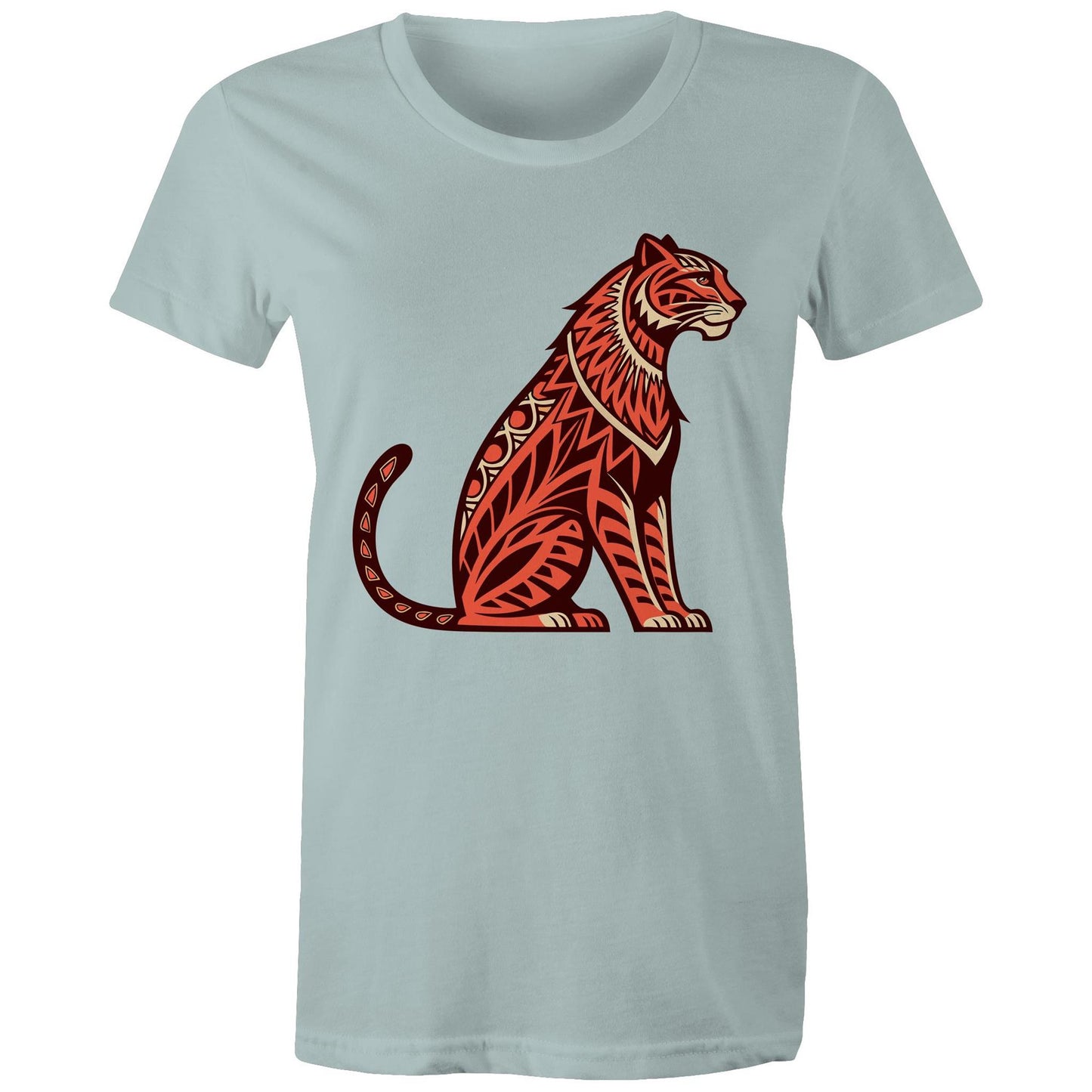 Women's Earthfolk Printed T shirt - Tribal Tiger - The Crescent Moon