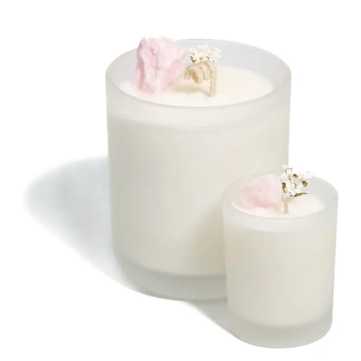 Pink Aragonite Crystal Candle - Attune to Nature - The Crescent Moon