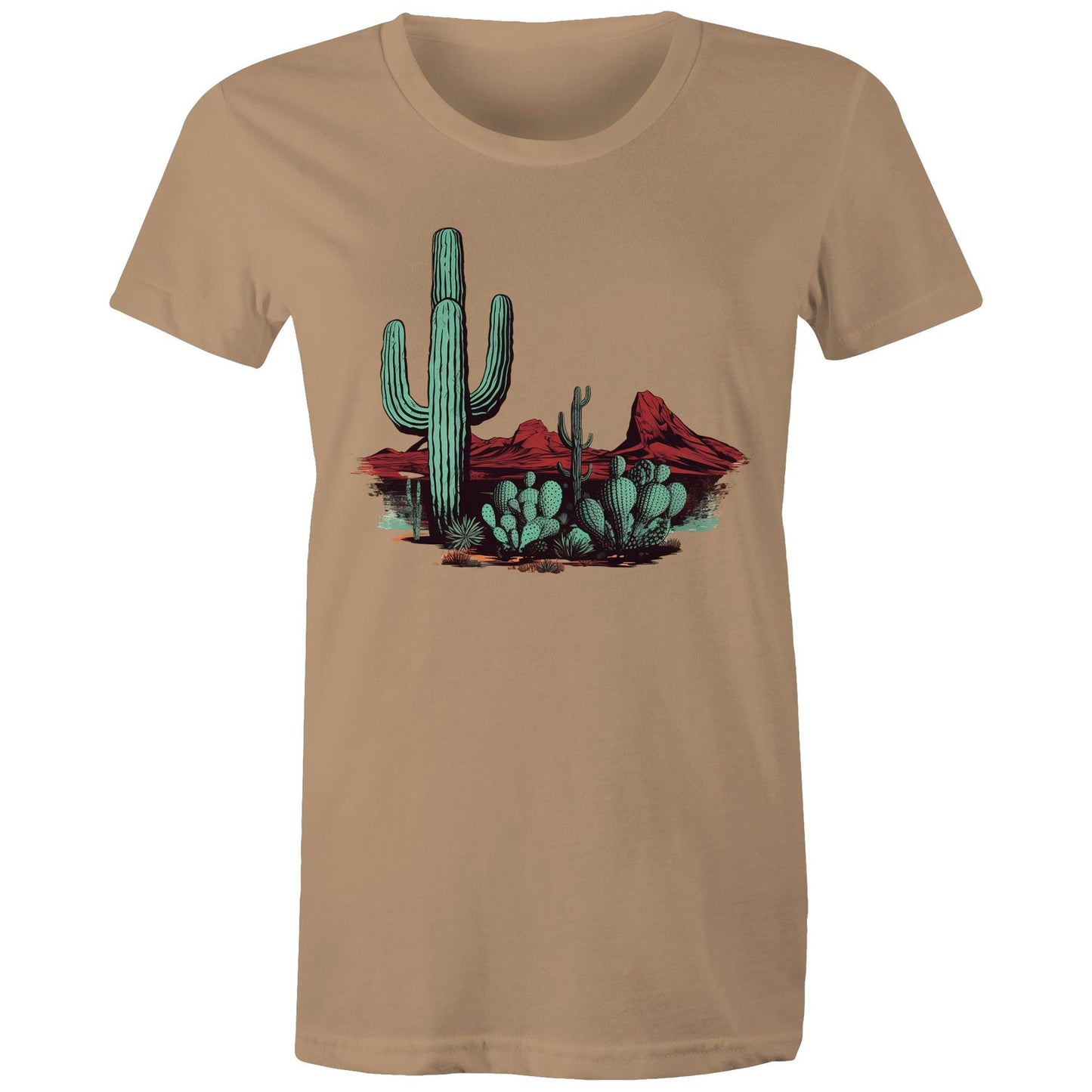 Women's Earthfolk T shirt - Cactus Desert - The Crescent Moon