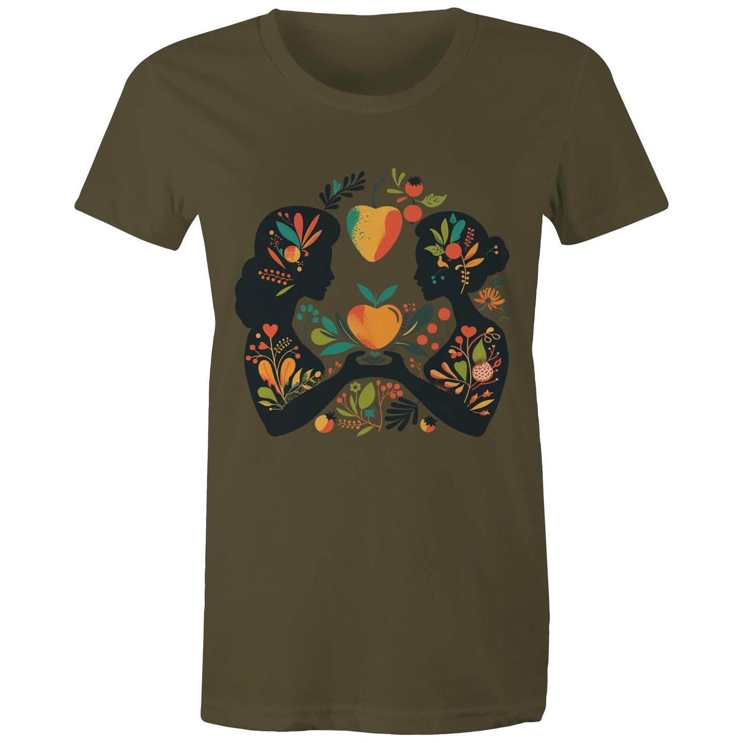 Women's Earthfolk T shirt - Folk Art - The Crescent Moon