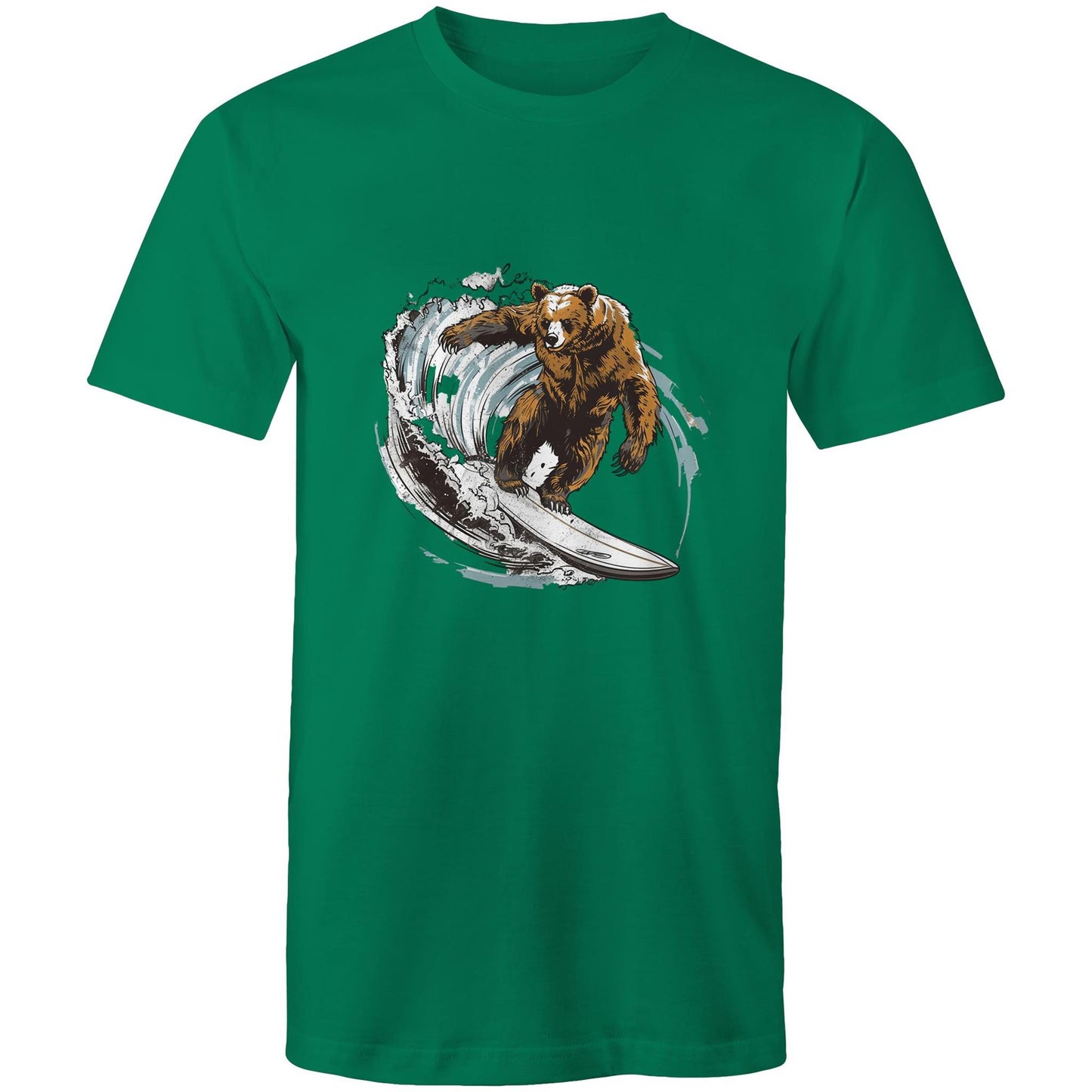 Men's Earthfolk T shirt - Grizzly Surfer - The Crescent Moon