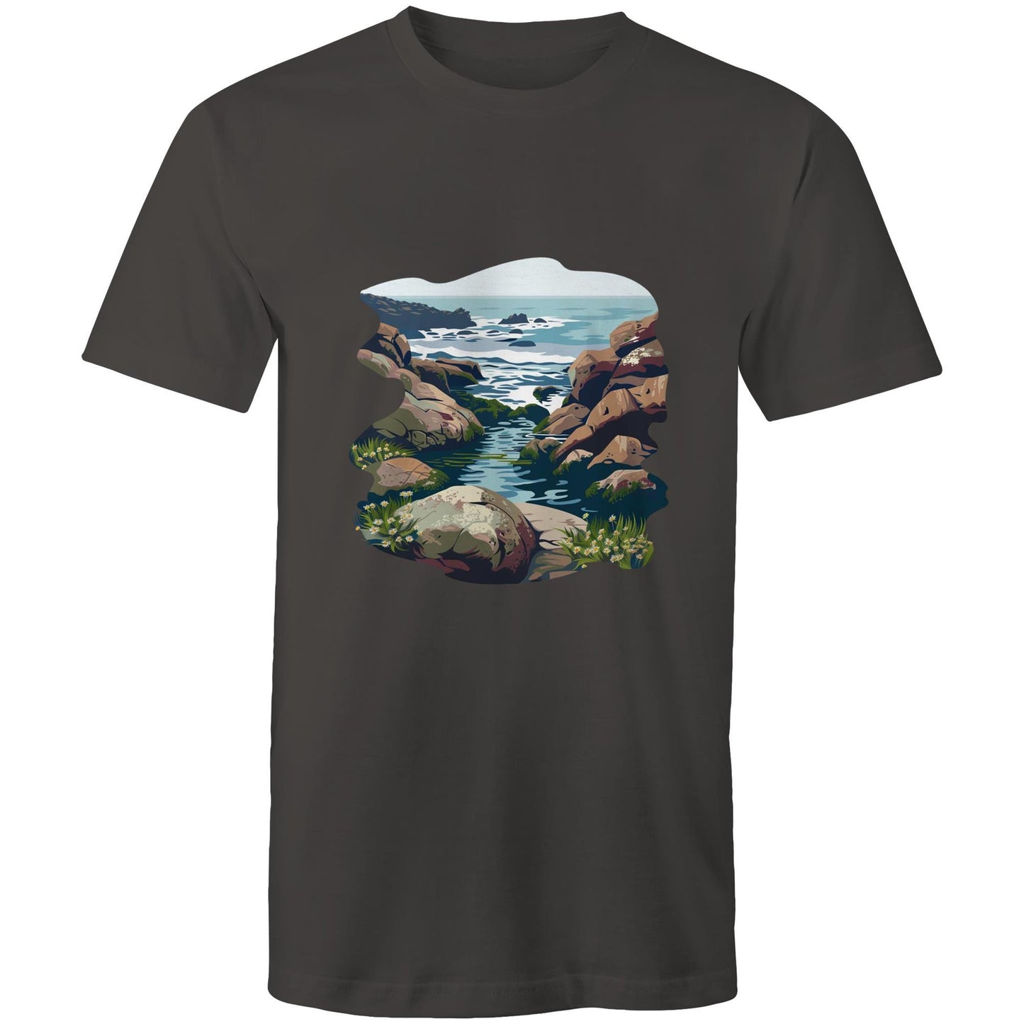 Earthfolk Printed T shirt - Mens Relaxed Fit - Rock Pool Rambles - The Crescent Moon