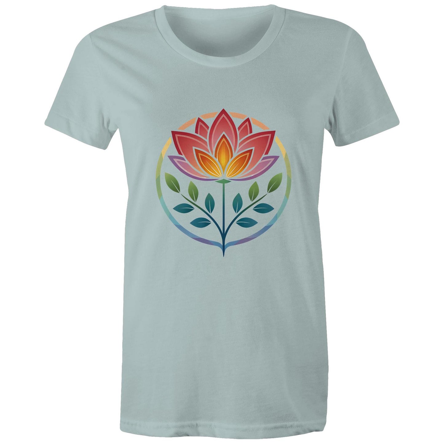 Women's Earthfolk T shirt - Radiant Lotus - The Crescent Moon