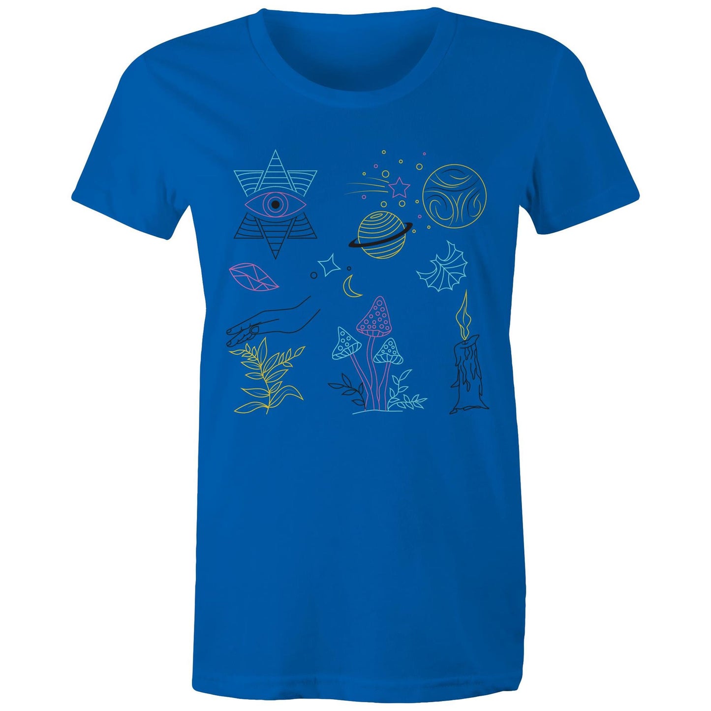 Women's Earthfolk T shirt - Mystic Symbols - The Crescent Moon