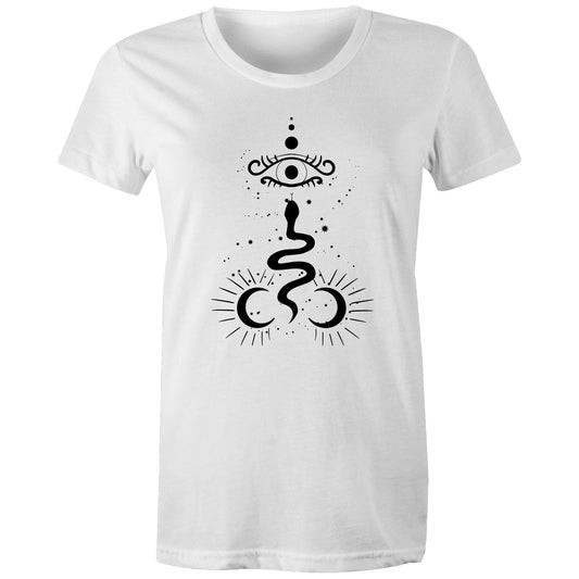 Women's Earthfolk T shirt - Mystery Serpent - The Crescent Moon