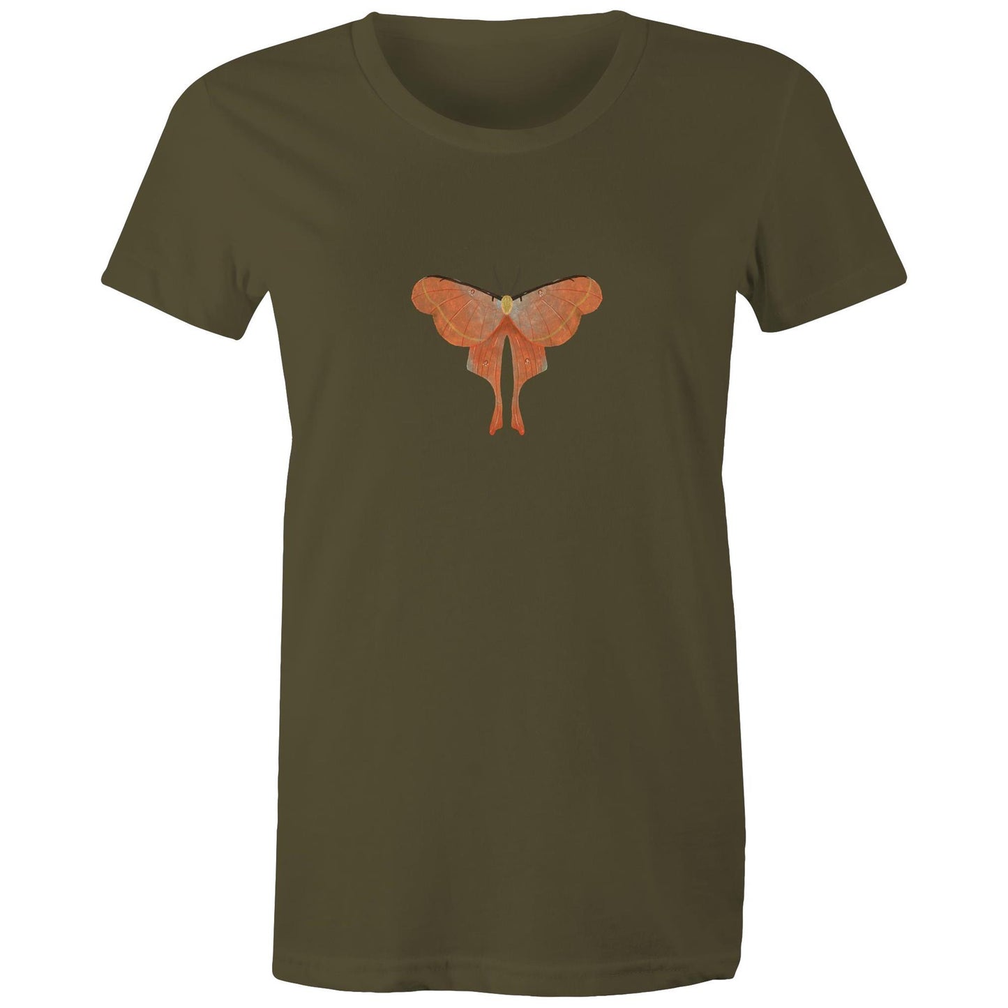 Earthfolk Printed T shirt - Women's Relaxed Fit - Orange Moth