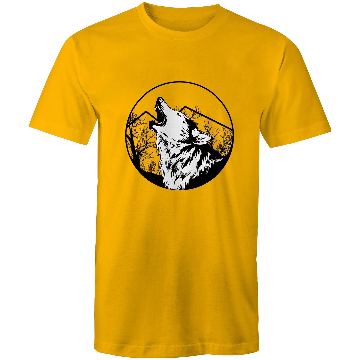 Men's Earthfolk Printed T shirt - Howling Wolf - The Crescent Moon