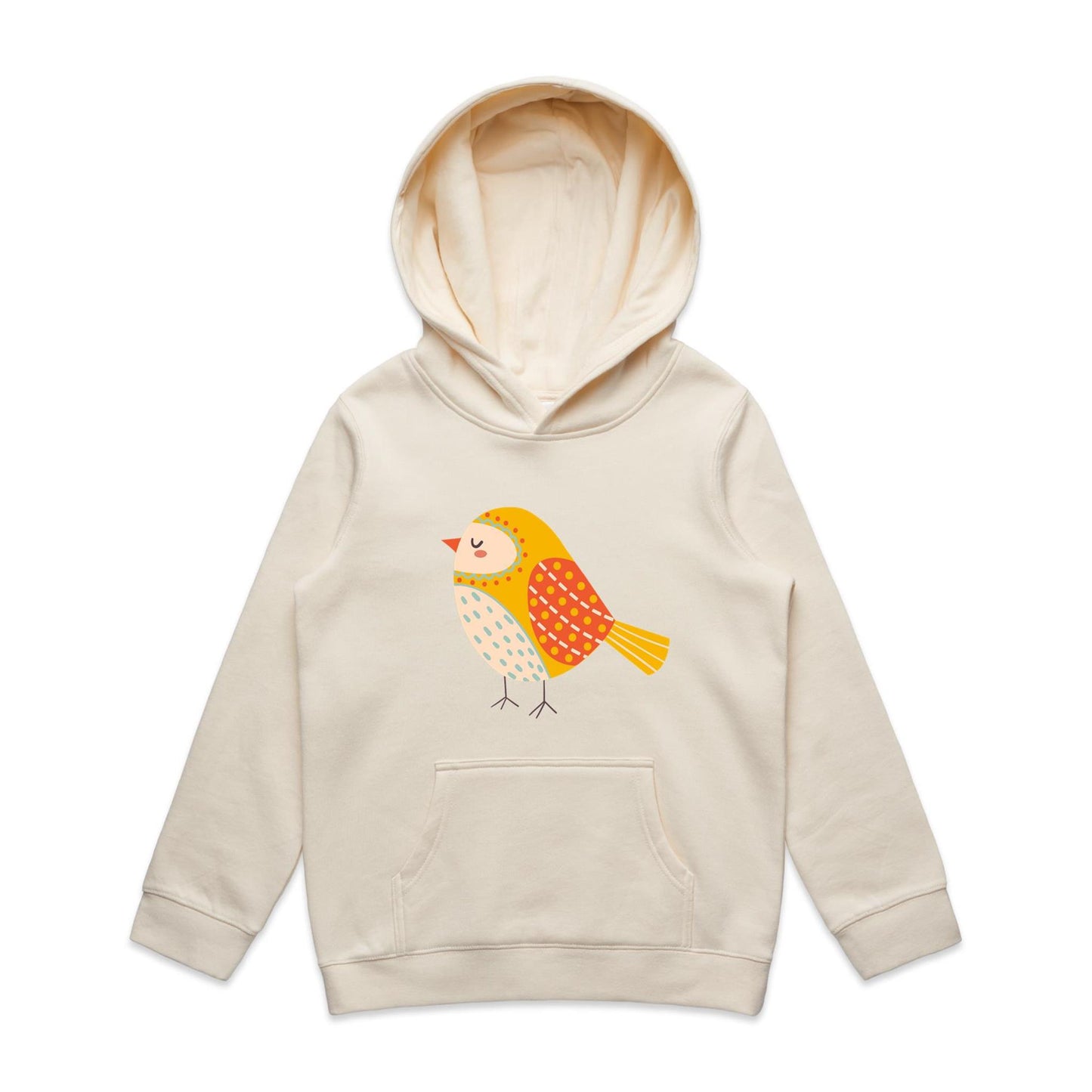 Kids Earthfolk Hoodie - Spotted Birdy Orange - The Crescent Moon