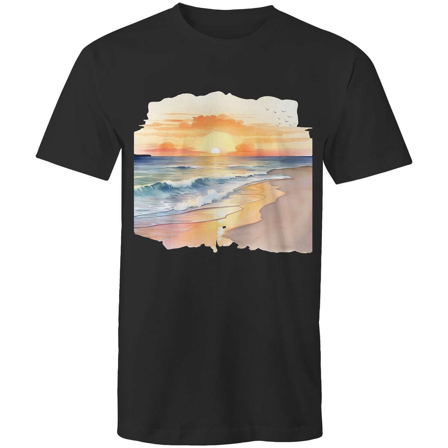 Men's Earthfolk Printed T shirt - Water colour Sunset - The Crescent Moon