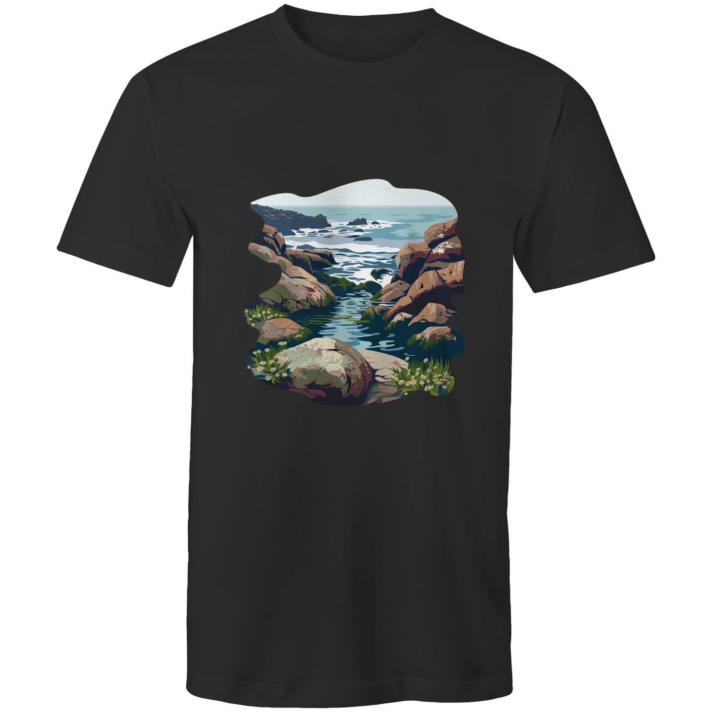 Earthfolk Printed T shirt - Mens Relaxed Fit - Rock Pool Rambles - The Crescent Moon