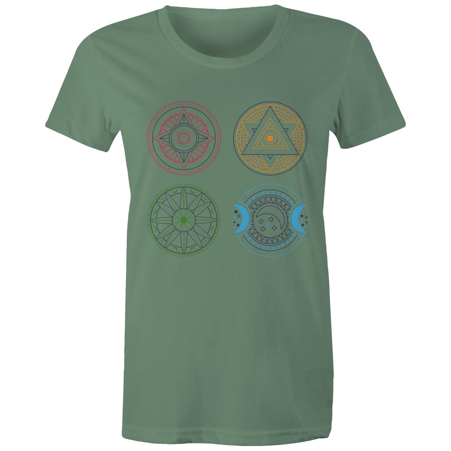 Women's Earthfolk Printed T shirt - Esoteric Mandala - The Crescent Moon